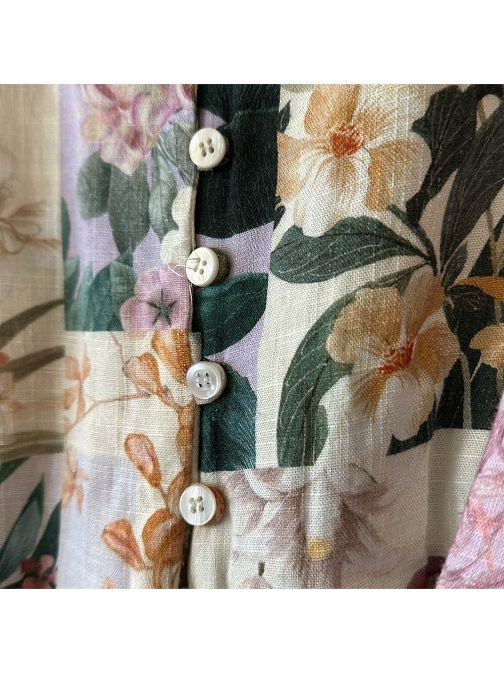Zara Linen Blend Floral Print Belted Button Front Long Sleeve Mini Dress - Picture 15 of 16